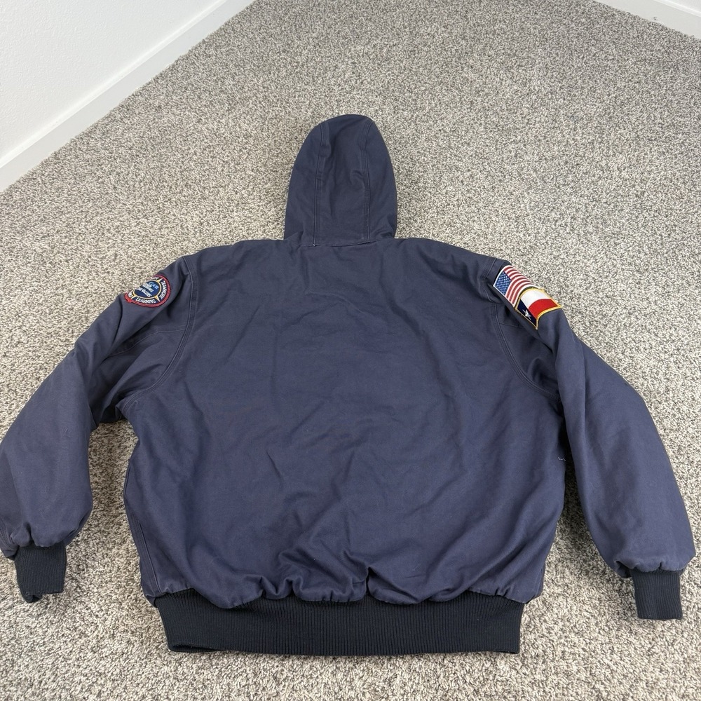 Walls FR Jacket Mens XL Navy HRC 3 Canvas Quilted ITEX Hooded Heavy Workwear - Picture 2 of 12
